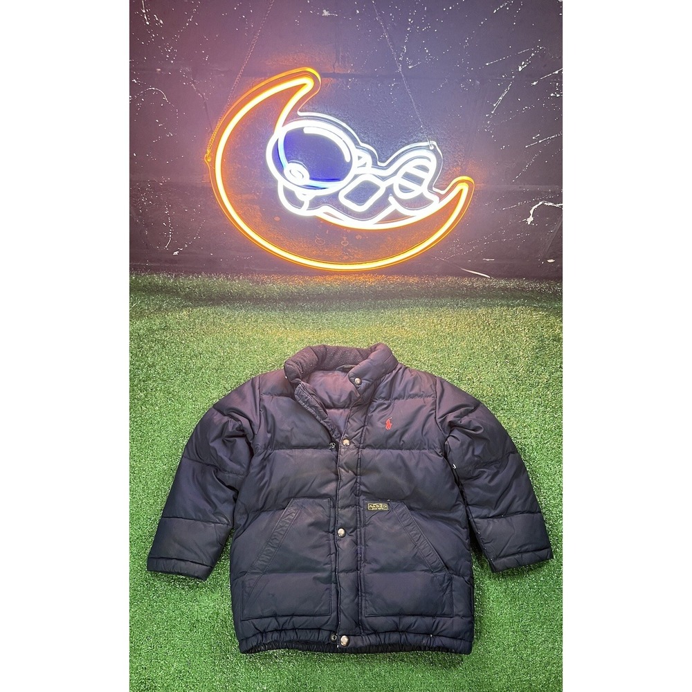 Vintage Polo Ralph Lauren Boys Puffer Down Jacket Coat Kids Sz SM‎ Navy Blue